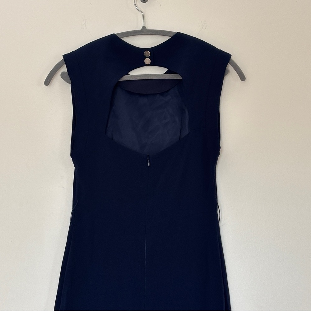 Sandro Navy Blue Ruffle Flutter Hem Sleeveless Mini Short Dress Size 1 cut out - Picture 7 of 13